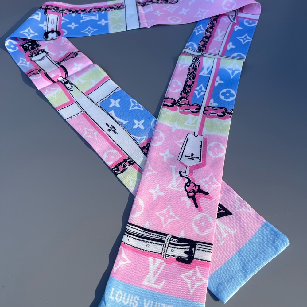 Louis Vuitton Pastel Pink and Blue Scarf